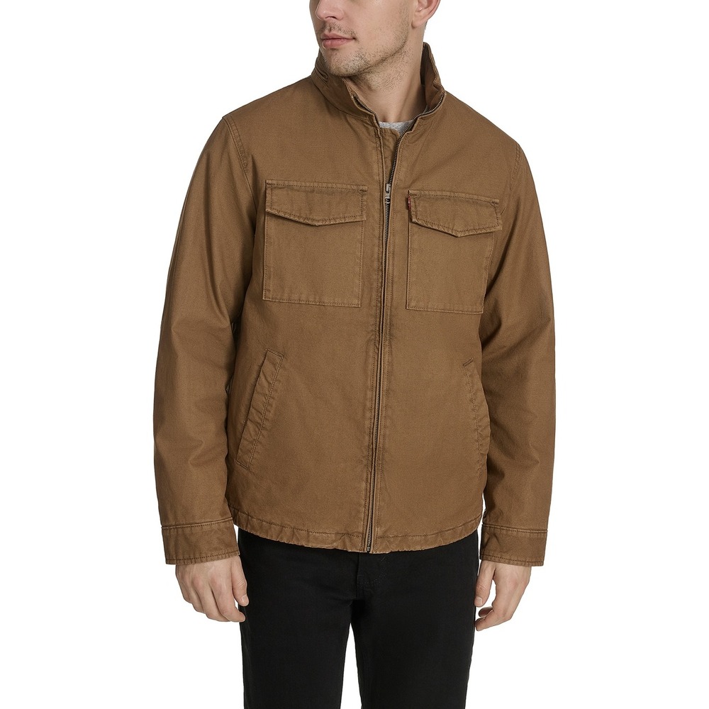 Levi's Washed Cotton Military 2 Chest Pocket Coat Brown Large New With‎ Tags